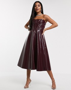 Виниловое платье-бандо миди для выпускного ASOS DESIGN Premium-Красный