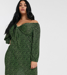 Плиссированное платье с цветочным принтом и узлом спереди ASOS DESIGN Curve-Мульти