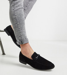 Черные лоферы из искусственной замши для широкой стопы ASOS DESIGN-Черный