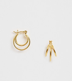 Серебряные позолоченные серьги-кольца ASOS DESIGN-Золотой