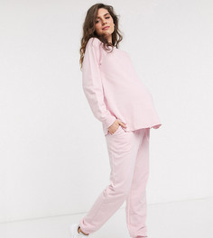 Спортивный костюм для кормления из органического хлопка со свитшотом и джоггерами на завязке ASOS DESIGN Maternity-Розовый