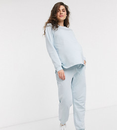 Спортивный костюм для кормления из органического хлопка со свитшотом и джоггерами на завязке ASOS DESIGN Maternity-Синий