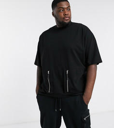 Черная плотная oversized-футболка от комплекта с карманами милитари на молнии ASOS DESIGN Plus-Черный