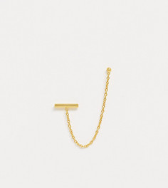 Серебряная позолоченная серьга с цепочкой ASOS DESIGN-Золотой