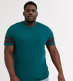Футболка из органического хлопка с контрастными полосами на рукавах ASOS DESIGN Plus-Зеленый