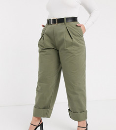 Широкие брюки с отворотами ASOS DESIGN Curve-Зеленый