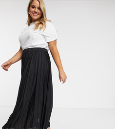Плиссированная юбка миди ASOS DESIGN Curve-Черный