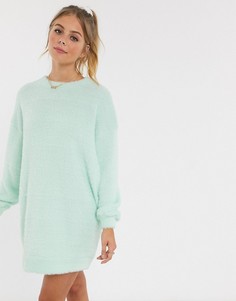 Пушистое платье-свитер мятного цвета ASOS DESIGN-Зеленый