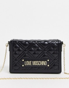Черная стеганая сумка через плечо Love Moschino-Черный