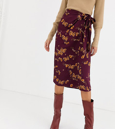 Юбка миди с цветочным принтом и поясом Vero Moda Tall-Фиолетовый