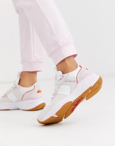 Кожаные кроссовки колор блок на массивной подошве Ellesse-Белый