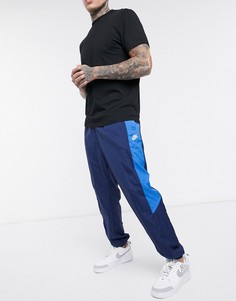 Темно-синие джоггеры с синими вставками и манжетами Nike-Темно-синий
