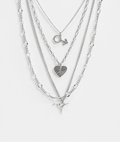 Набор серебристых ожерелий с подвеской Reclaimed Vintage inspired эксклюзивно для ASOS-Серебряный
