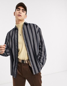 Черная рубашка в полоску в стиле 90-х ASOS DESIGN-Черный