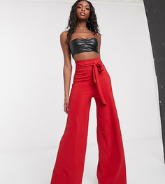 Широкие брюки с поясом ASOS DESIGN Tall-Красный