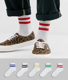 Набор из 5 пар спортивных носков с полосами ASOS DESIGN, скидка-Мульти