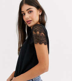 Футболка с кружевными рукавами ASOS DESIGN Tall-Черный