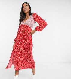 Красно-белое плиссированное платье миди в горошек ASOS DESIGN Maternity-Мульти