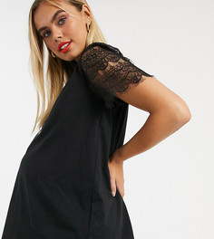 Футболка с кружевными рукавами ASOS DESIGN Maternity-Черный
