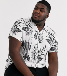 Светло-бежевая рубашка с цветочным принтом Topman Big & Tall-Белый