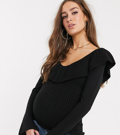 Джемпер с V-образным вырезом и оборками ASOS DESIGN Maternity-Черный