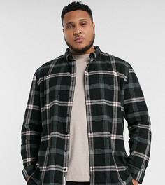 Черно-розовая рубашка в клетку River Island Big & Tall-Черный