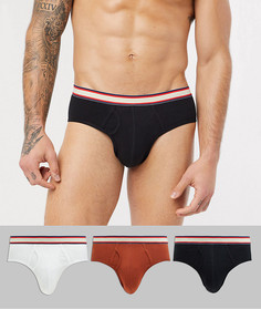 Набор из 3 трусов белого/красного/черного цвета с полосками на поясе ASOS DESIGN - Скидка-Мульти