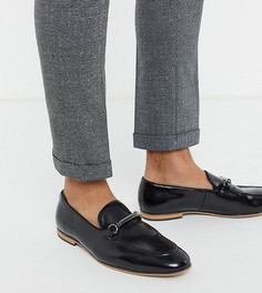 Черные лоферы для широкой стопы из искусственной кожи с пряжками ASOS DESIGN-Черный