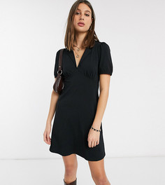 Черное чайное платье мини с воротником ASOS DESIGN Tall-Черный