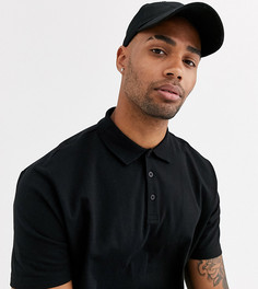 Свободное трикотажное поло черного цвета из органического хлопка ASOS DESIGN Tall-Черный