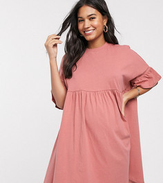 Розовое свободное платье с рукавами-оборками ASOS DESIGN Maternity-Розовый