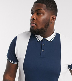 Синяя футболка-поло в стиле колор блок ASOS DESIGN Plus-Темно-синий