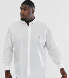 Белая рубашка из эластичного поплина на пуговицах с логотипом Polo Ralph Lauren Big & Tall-Белый