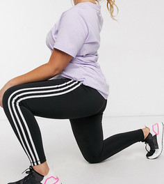 Черные леггинсы с 3 полосками adidas Plus Training-Черный