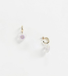 Серьги-кольца с фиолетовым цветком в подвеске Monki-Фиолетовый