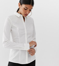 Рубашка из эластичного хлопка с длинными рукавами ASOS DESIGN Tall-Белый