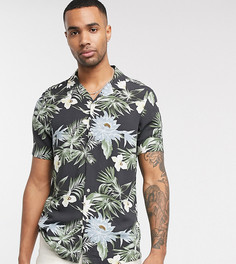 Черная гавайская рубашка с отложным воротником ASOS DESIGN Tall-Черный