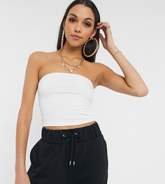 Белый кроп-топ в стиле бандо из органического хлопка ASOS DESIGN Tall