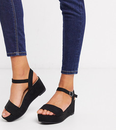 Черные босоножки на плоской платформе для широкой стопы ASOS DESIGN-Черный