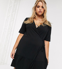 Черное платье мини с запахом ASOS DESIGN Curve-Черный