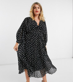 Платье миди с рукавами "летучая мышь" и принтом ASOS DESIGN Curve-Мульти