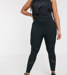 Леггинсы с сетчатыми вставками ASOS 4505 Curve-Черный