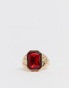 Кольцо с красным камнем Chained & Able-Золотой