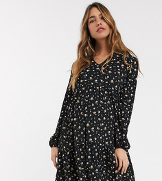 Свободное платье с цветочным принтом New Look Maternity-Черный
