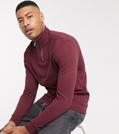 Бордовый свитшот с короткой молнией ASOS DESIGN Tall-Красный