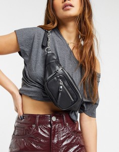 Черная сумка-кошелек на пояс с ремешком-цепочкой Topshop-Черный