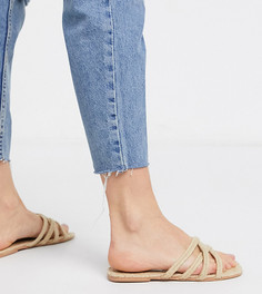Бежевые шлепанцы для широкой стопы в стиле эспадрилий ASOS DESIGN-Бежевый