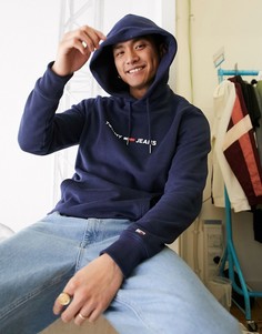 Темно-синий худи с логотипом-флагом на груди Tommy Jeans