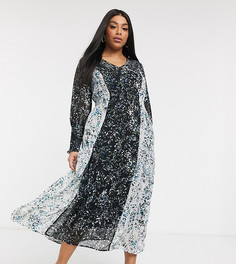 Платье миди с комбинированным цветочным принтом Vero Moda Curve-Мульти