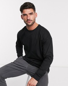 Черный oversized-лонгслив с манжетами New Look